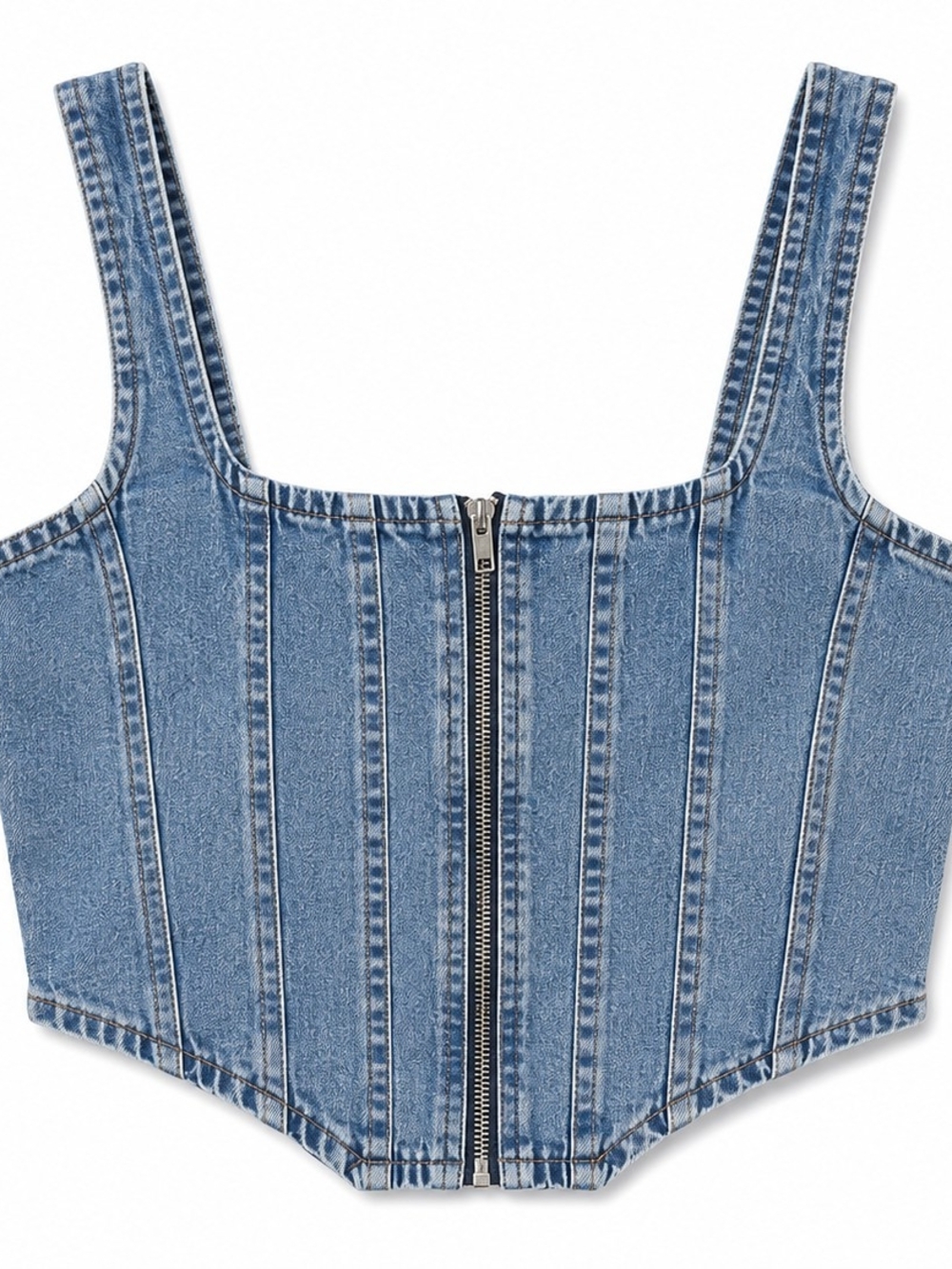 Denim Corset Top with Zip Front Size S - Picture 5 of 5